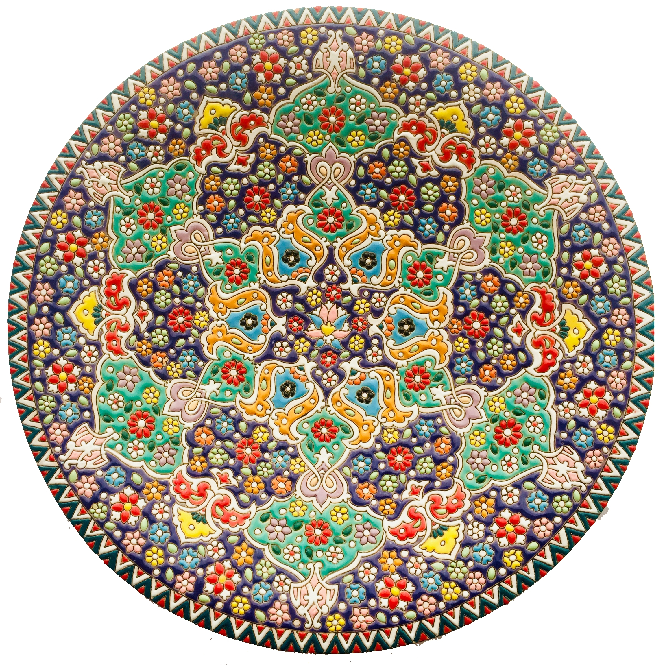 بشقاب میناکاری سفالی زمانیان کد ZMN30014