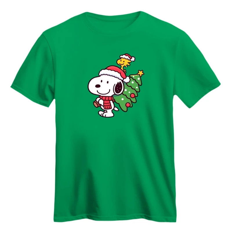 تی شرت آستین کوتاه زنانه مدل اسنوپی کریسمس کد 6