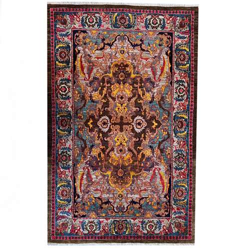 فرش دستبافت ۴ متری مدل مدرن زمینه الوان