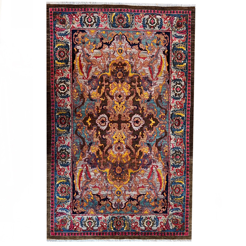 فرش دستبافت ۴ متری مدل مدرن زمینه الوان