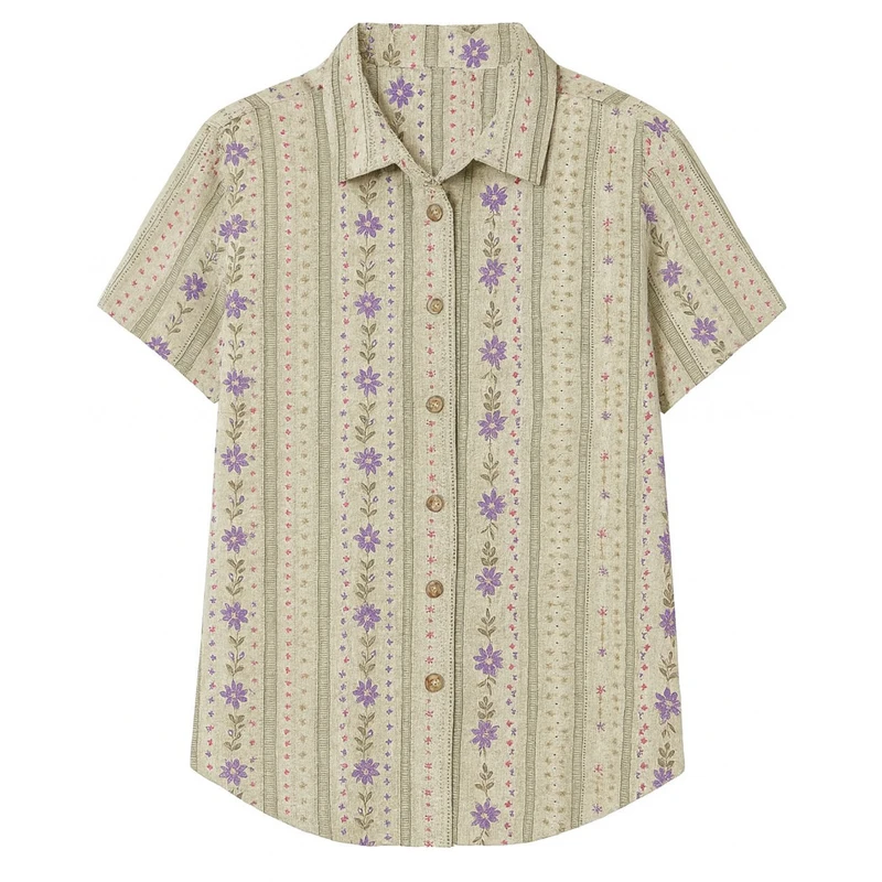 شومیز آستین کوتاه یقه برگردان زنانه کد 28167