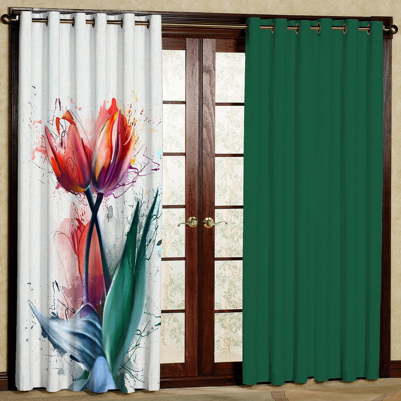 پرده مدل گل لاله هازان پانچی کد 4240a سایز 140x200 سانتی متر