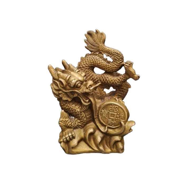 مجسمه برنزی مدل اژدها و سکه طرح روی آتش کد CHINA