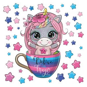 استیکر دیواری کودک تُکتم مدل یونیکورن کوچولو مجموعه 43 عددی