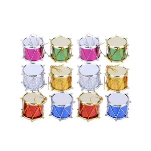 آویز تزیینی مدل کریسمس طرح طبل مجموعه 12 عددی