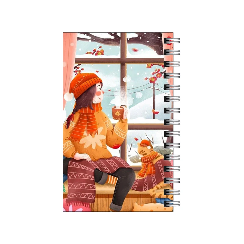 دفترچه یادداشت مدل to do list طرح دختر و زمستون و چای کد 9777399