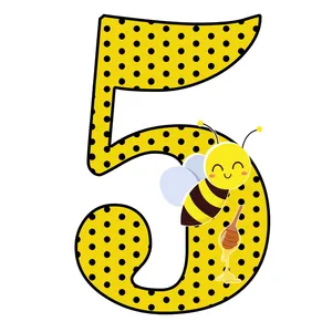  استند رومیزی تولد مدل عدد 5 طرح زنبور کد 1148