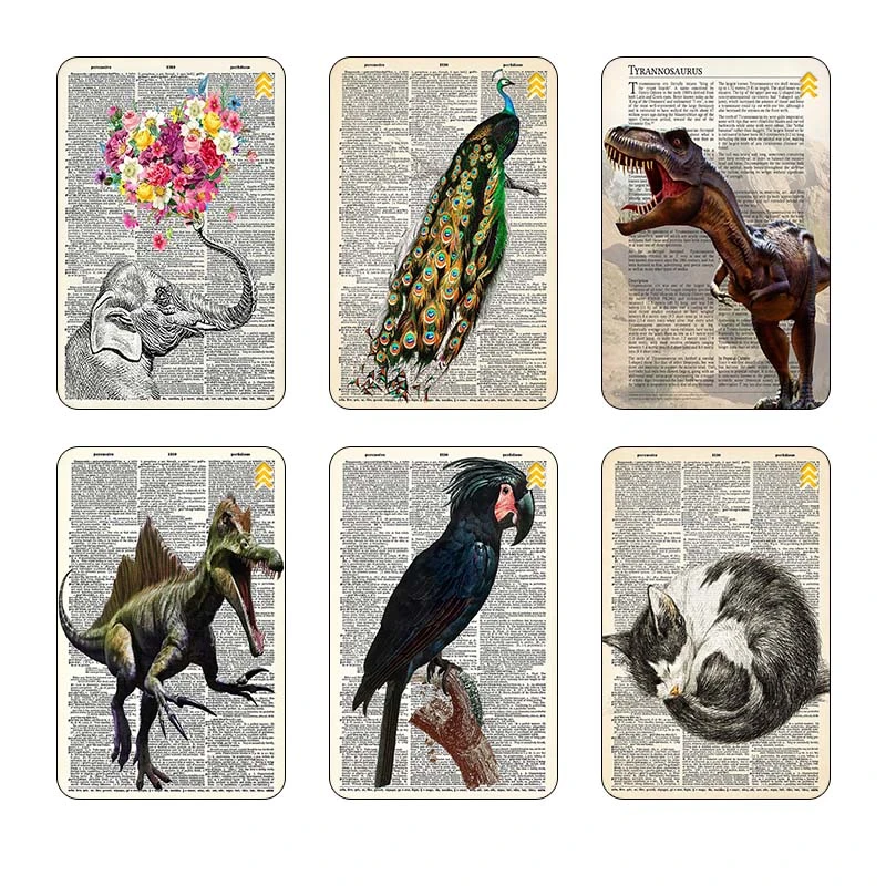 استيکر کارت کارنيکا طرح روزنامه وینتج حیوانات Vintage Newspaper Animals کد 79325 مجموعه 6 عددی