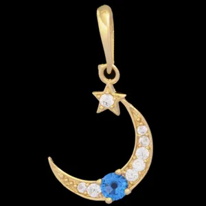 آویز گردنبند طلا 18 عیار زنانه طلای مستجابی طرح ماه و ستاره کد T1765