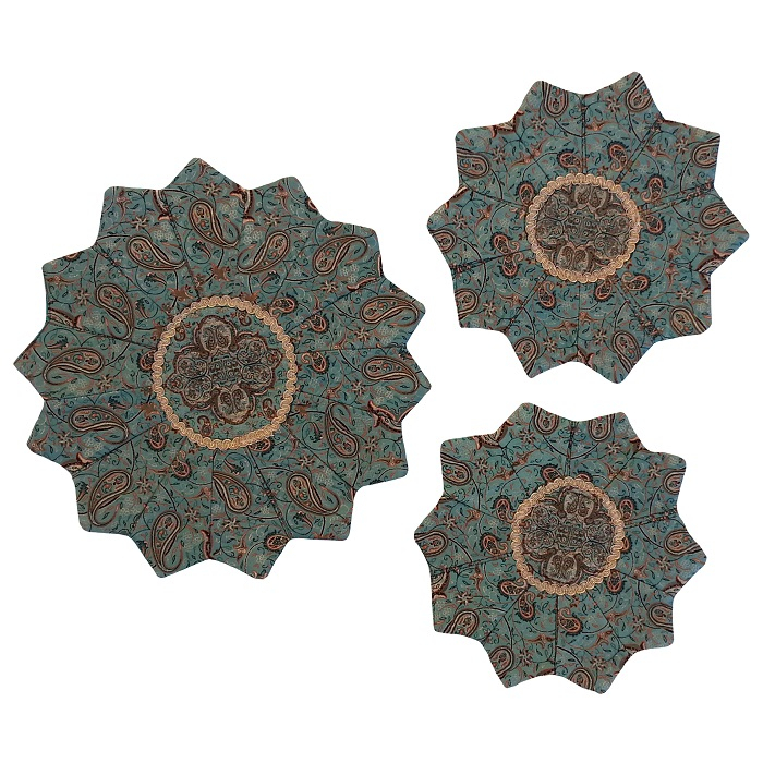 ست 3 تکه رومیزی ترمه مدل ستاره کد TRSETASA21