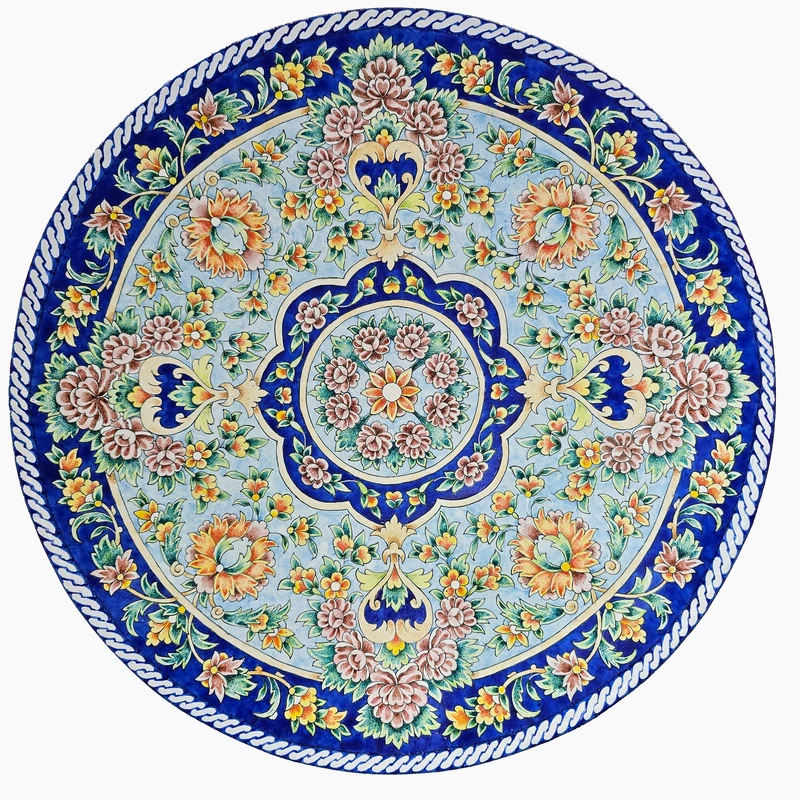 بشقاب میناکاری مسی میناسرای نیکنامی مدل گلریز کد 30
