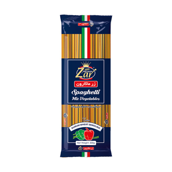 اسپاگتی قطر 1.5 مخلوط سبزیجات زر ماکارون مقدار 500 گرم