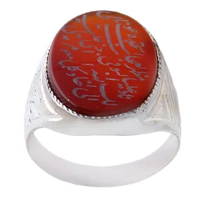 انگشتر نقره مردانه بازرگانی میلادی مدل عقیق سرخ وان یکاد کد AM_0198