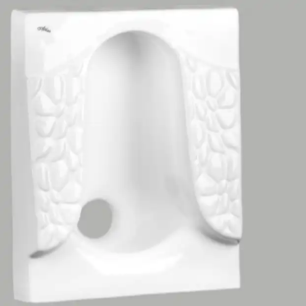 توالت زمینی چینی اطلس مدل ریم لس طرح گل