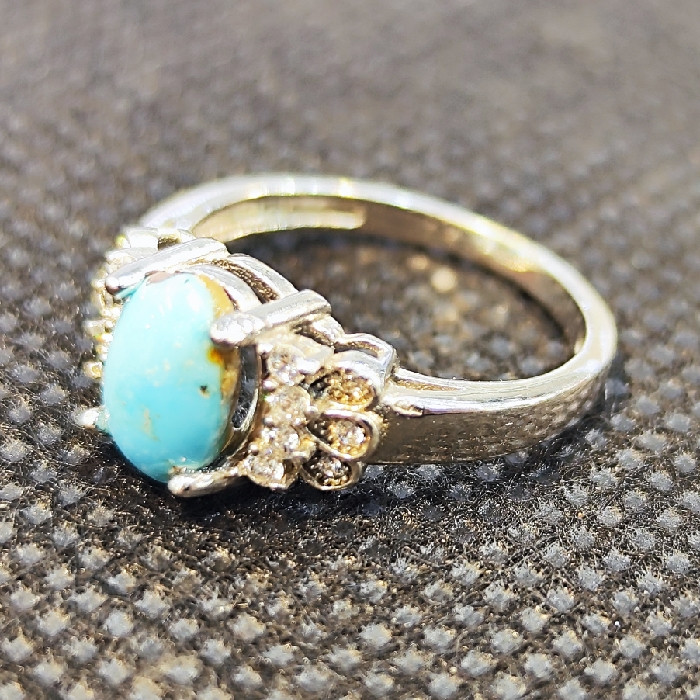 انگشتر نقره زنانه مدل سنگ فیروزه نیشابور کد 330