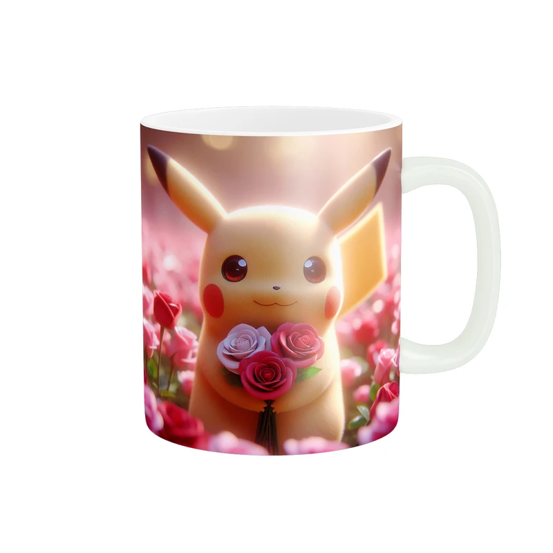 ماگ پاد آفرین طرح پیکاچو مدل دسته گل کد 563