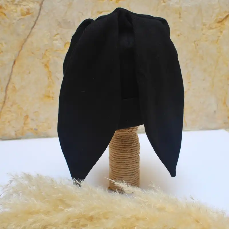 ست کلاه و شال گردن بچگانه ریماز مدل خرگوشی کد m856 رنگ مشکی