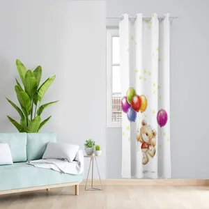  پرده مدل خرس و بادکنک مخمل پانچی کد 364 سایز 140x280 سانتی متر