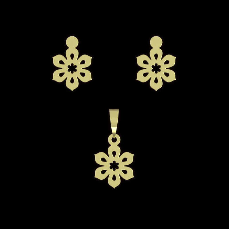 نیم ست طلا 18 عیار زنانه مدوپد مدل گل کد NA10897