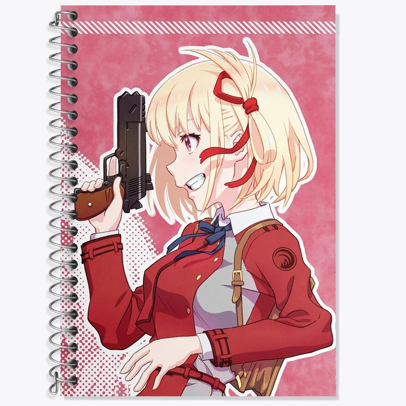 دفتر زبان 50 برگ خندالو مدل سه خط طرح چیساتو انیمه لیکوریس ریکویل Lycoris Recoil کد 23076