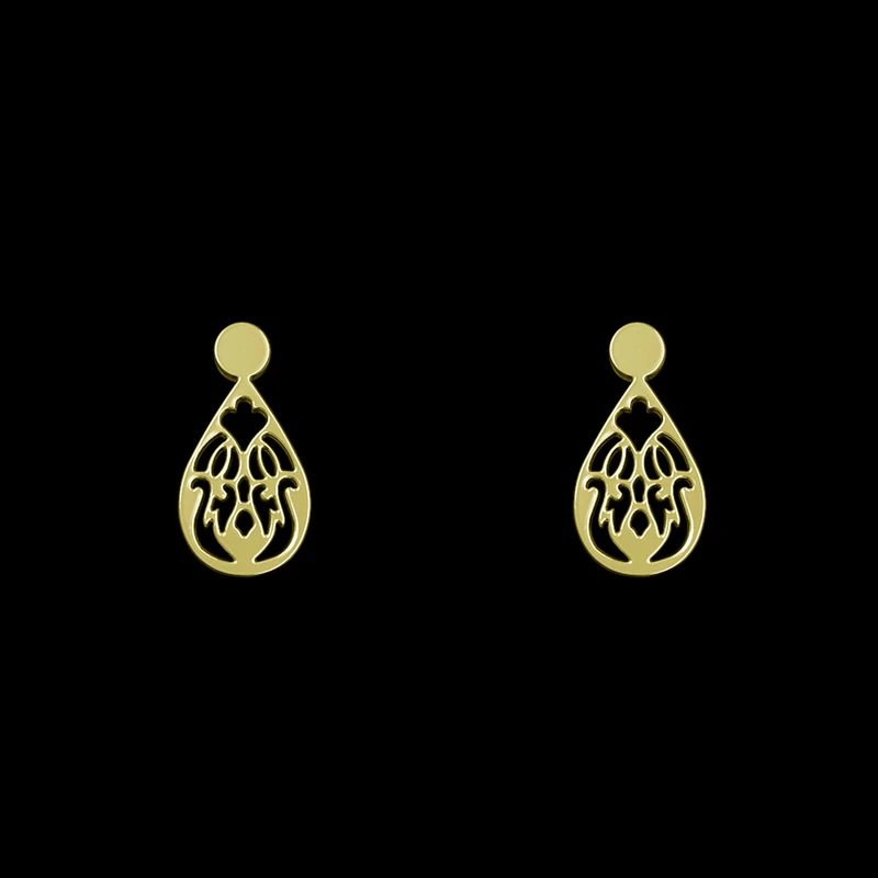 گوشواره طلا 18 عیار زنانه مدوپد مدل هندسی کد GA1-14321