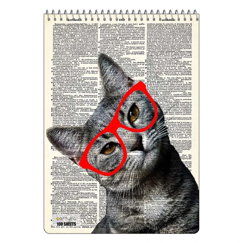 دفتر شطرنجی 100 برگ کارنیکا طرح روزنامه وینتج حیوانات Vintage Newspaper Animals کد 78825