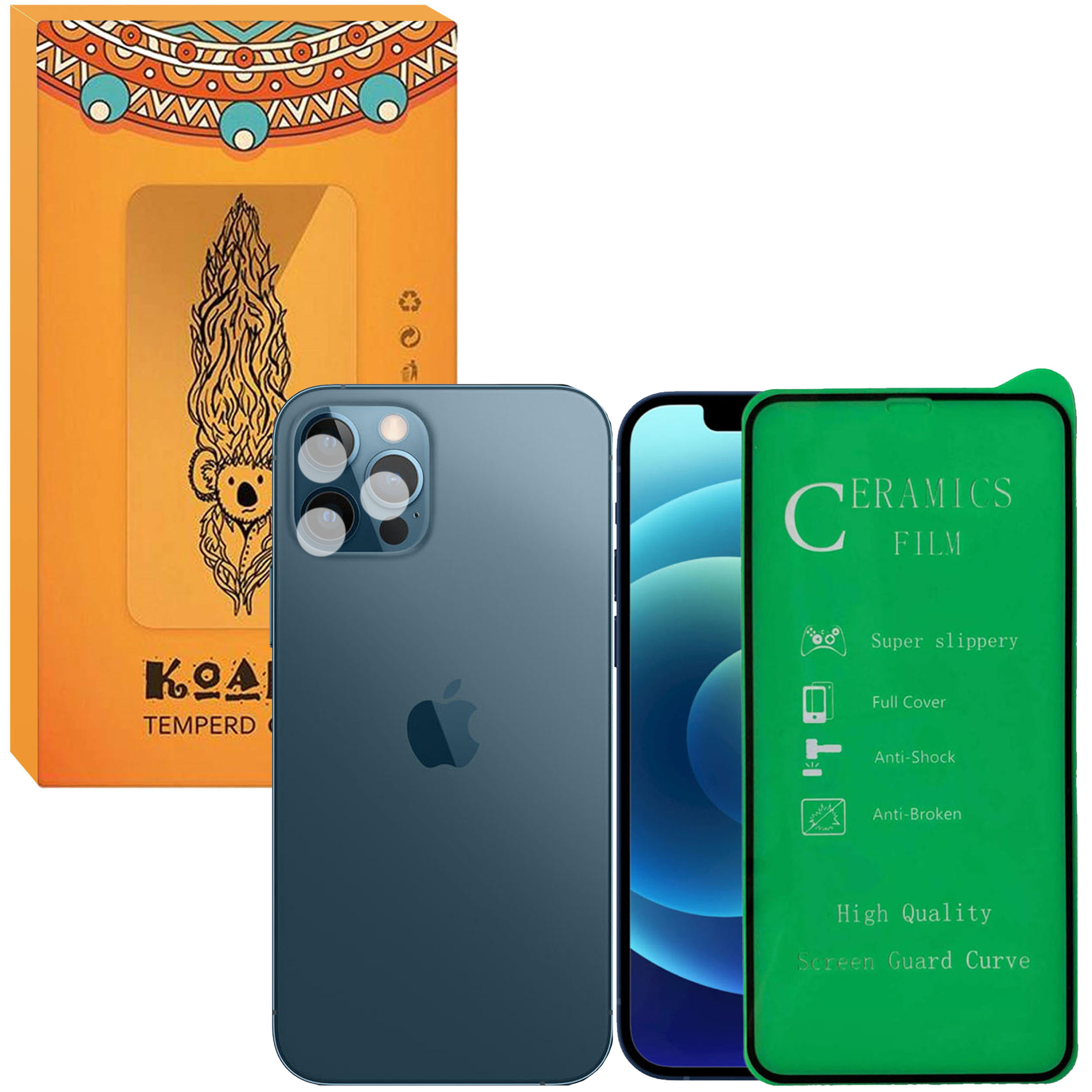 محافظ صفحه نمایش نانو کوالا مدل CER-04 مناسب برای گوشی موبایل اپل iPhone 12 Pro Max به همراه محافظ لنز دوربین