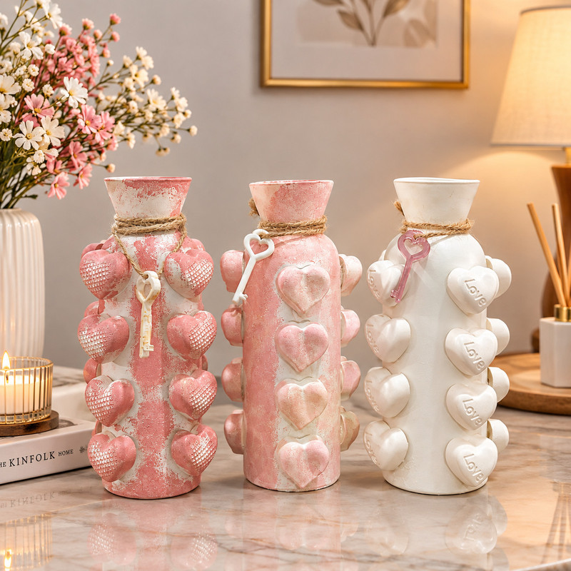 گلدان شیشه ای مدل دکوراتیو شیشه‌ای طرح لاو 
