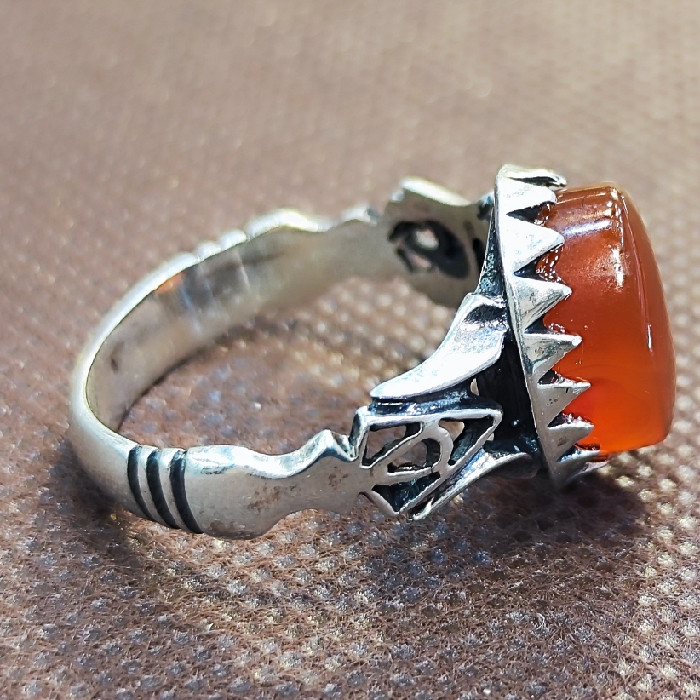 انگشتر نقره مردانه نقره جات بافندگان مدل سنگ عقیق یمانی کد 330