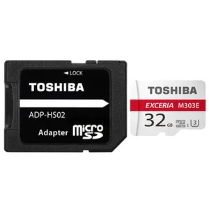 کارت حافظه microSDHC توشیبا مدل EXCERIA M303E کلاس 10 استاندارد UHS-3 سرعت 98MBps ظرفیت 32 گیگابایت به همراه آداپتور SD آداپتور