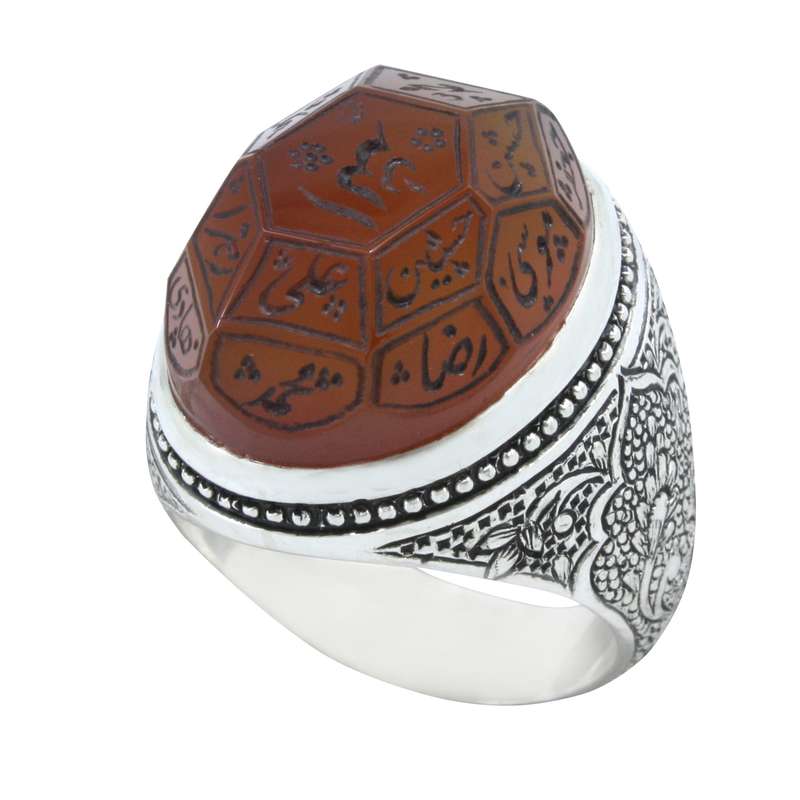 انگشتر نقره مردانه مدل عقیق خطی کد x12