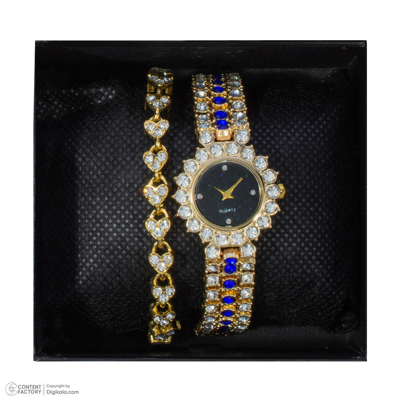 ست ساعت مچی عقربه ای و دستبند زنانه مدل B4