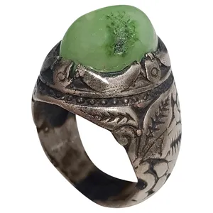 انگشتر نقره مردانه مدل زمرد بریل افغان کد ZBA223310