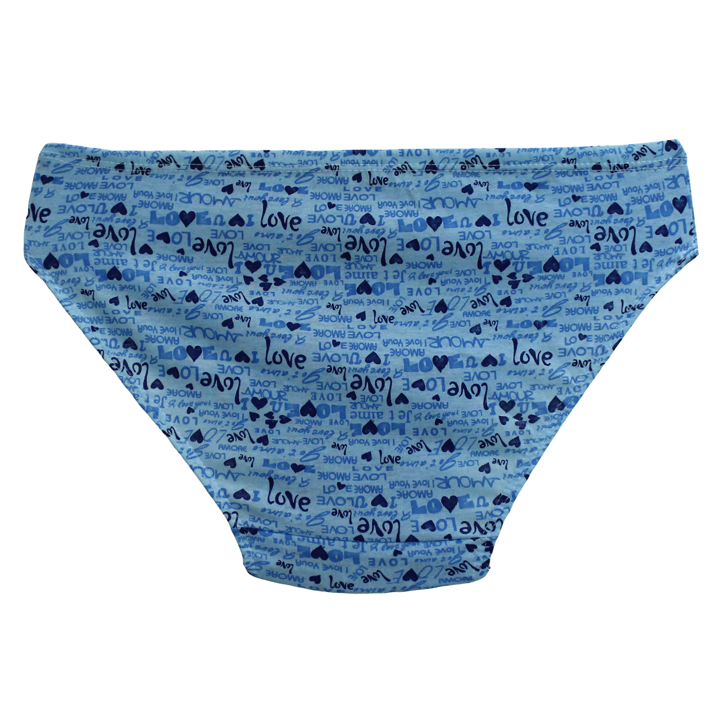 شورت زنانه مدل نخی لیفه ای اسلیپ طرح Love رنگ آبی