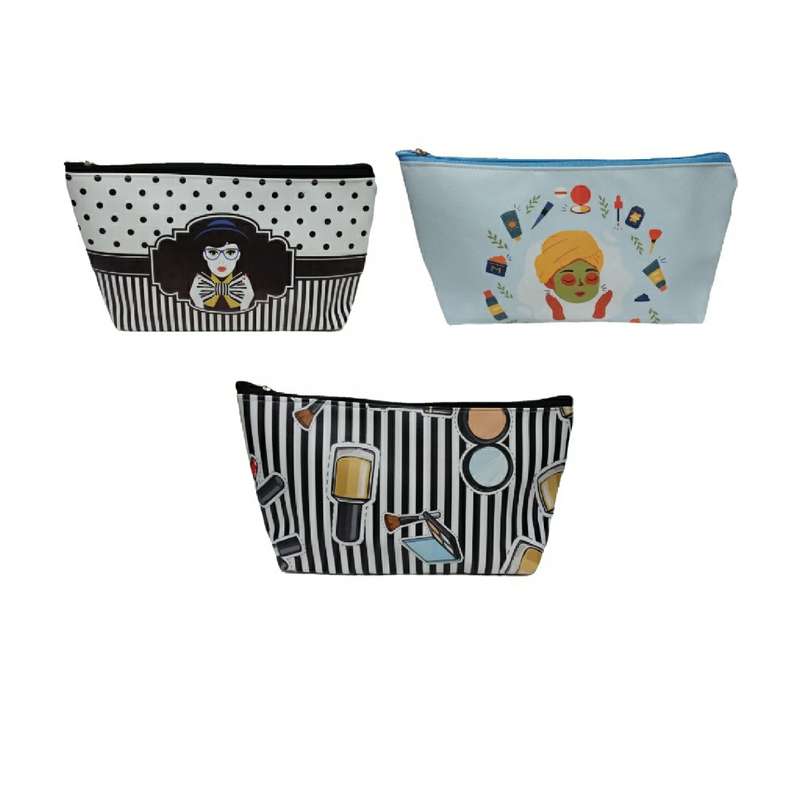 کیف لوازم آرایش زنانه مدل قایقی مجموعه 3 عددی