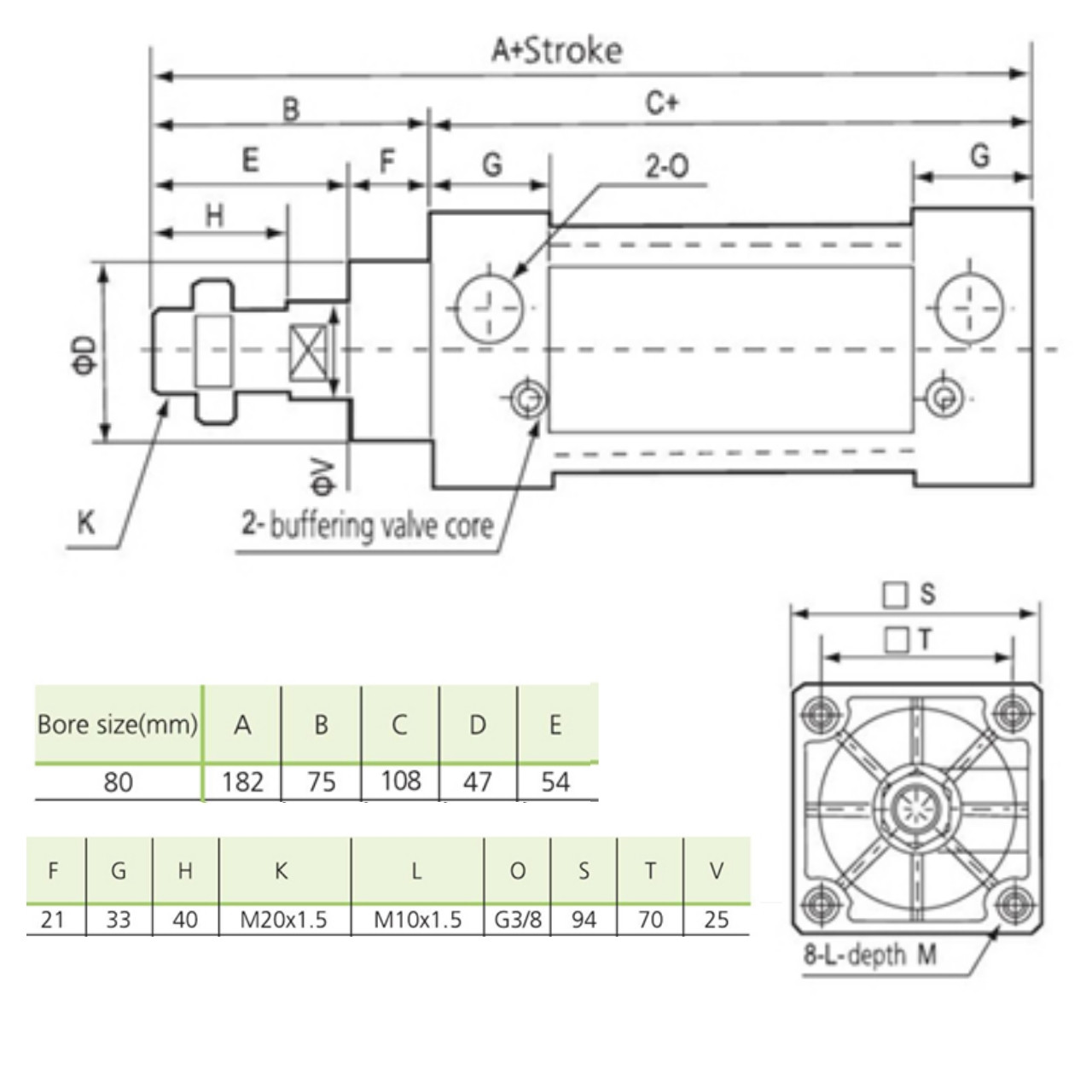 جک پنوماتیک مدل SC 80x400-S