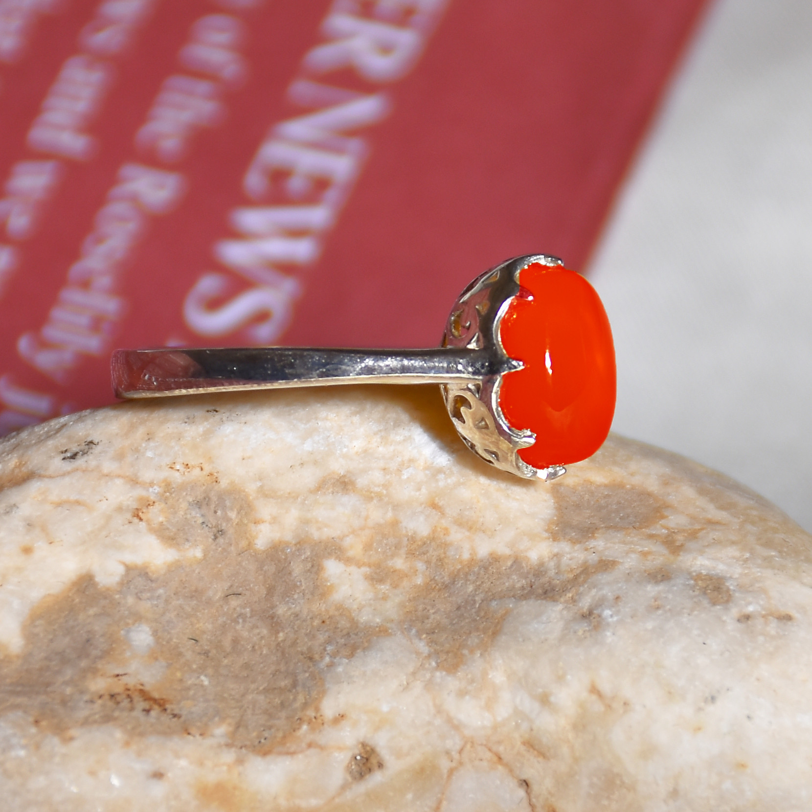 انگشتر نقره زنانه نقره جات لطفی مدل عقیق یمنی کد ANZS01E08