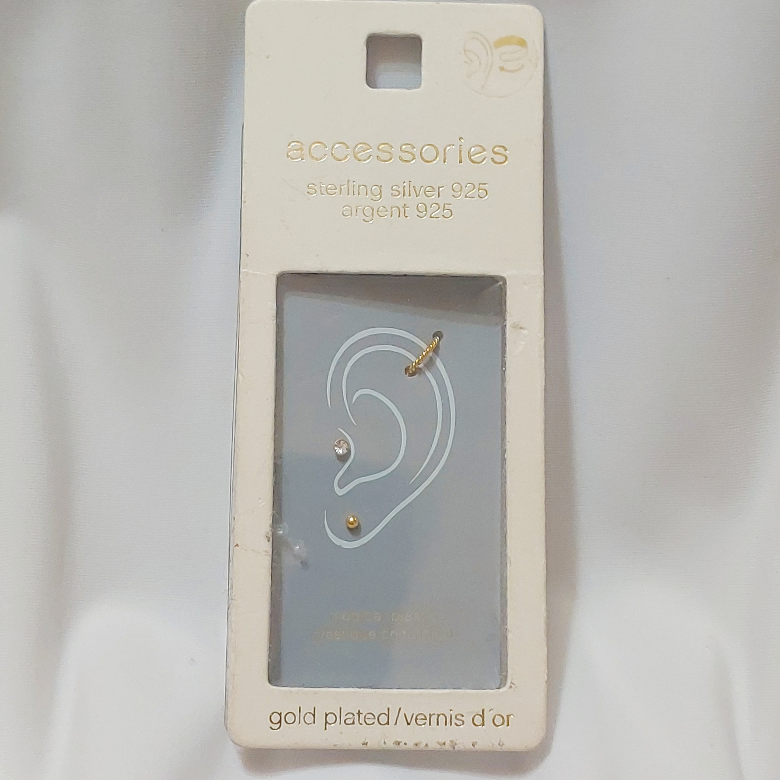 پیرسینگ نقره زنانه اکسسورایز مدل مروارید و کریستال مجموعه 3 عددی