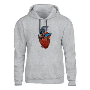 هودی مردانه مدل  قلب انسان کد SH35 رنگ طوسی