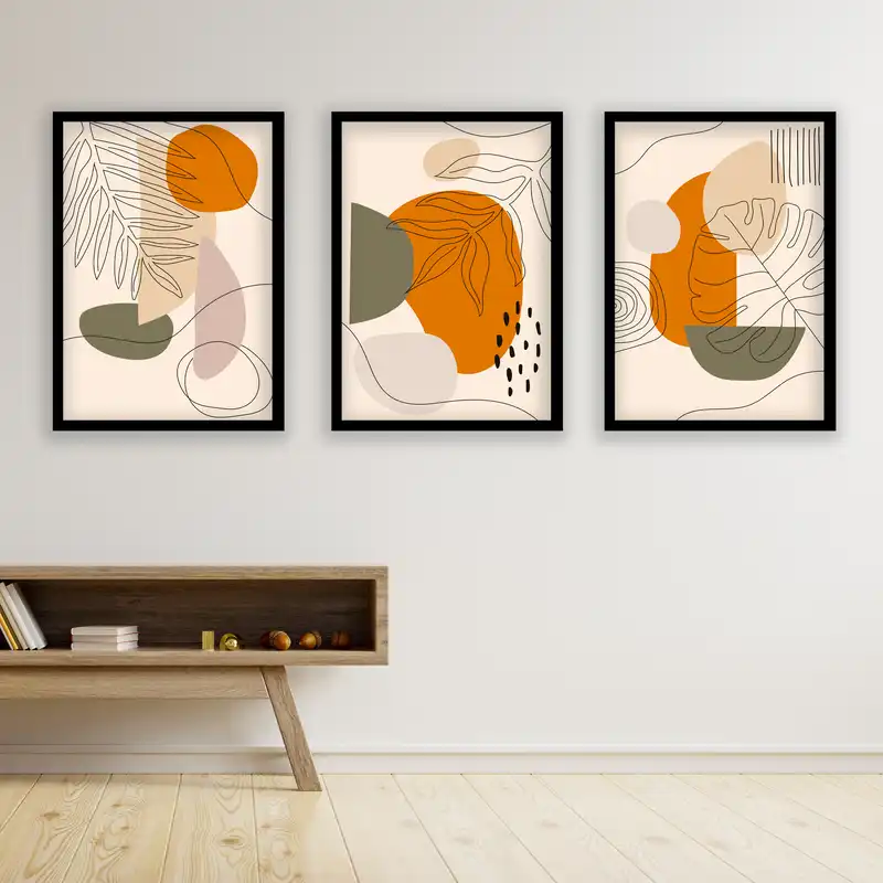 تابلو مدل مینیمال دکوراتیو کد LA-G30107 مجموعه 3 عددی