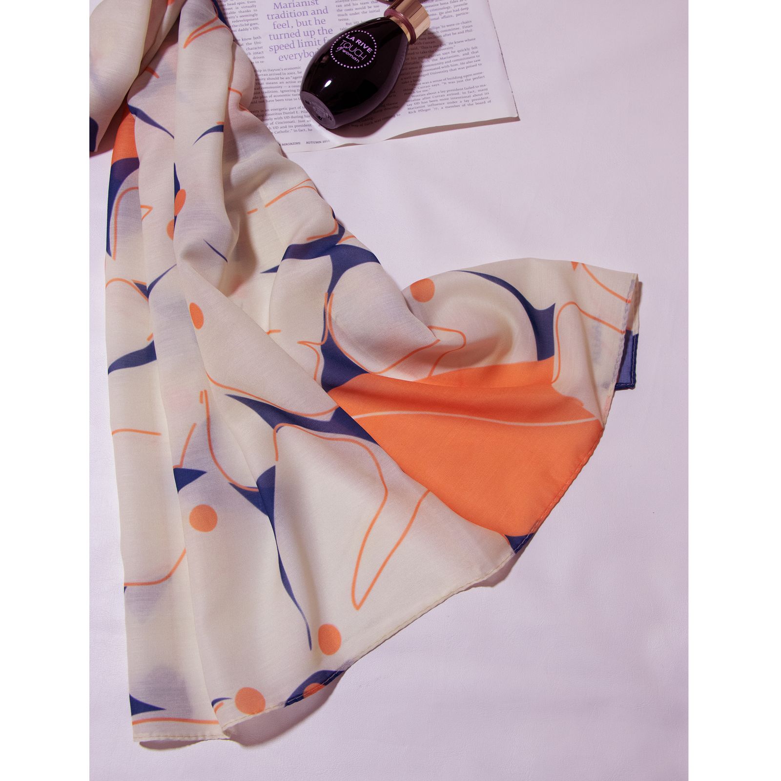 شال زنانه مدل نخ ابریشم خنک تابستانه با طرح گل درشت کد ana-1509 - - 3