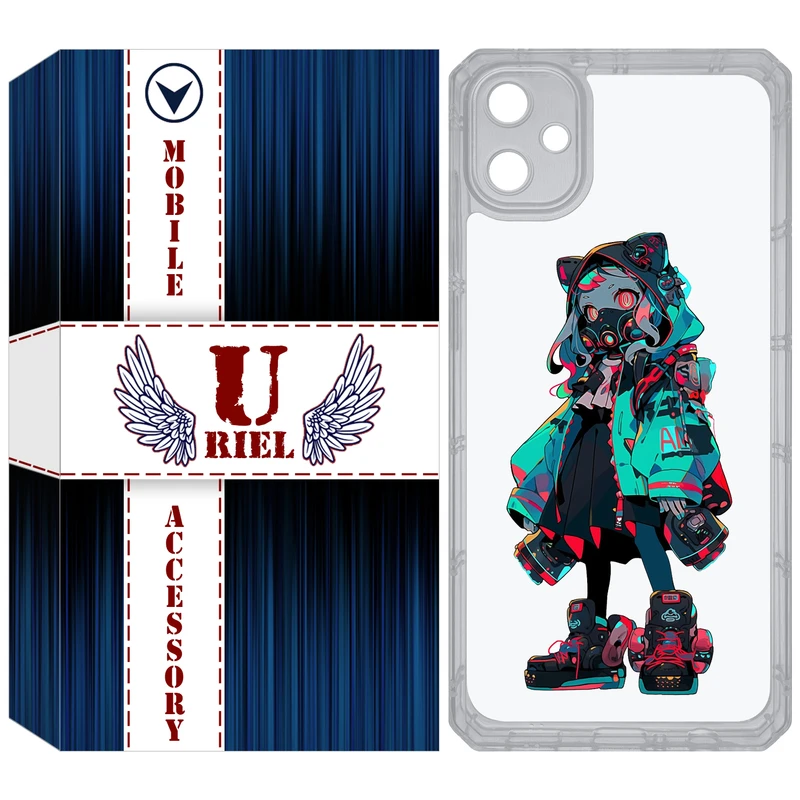 کاور یوریل قاب مدل Clear کد 58 طرح دختر گربه ای مناسب برای گوشی موبایل سامسونگ Galaxy A05