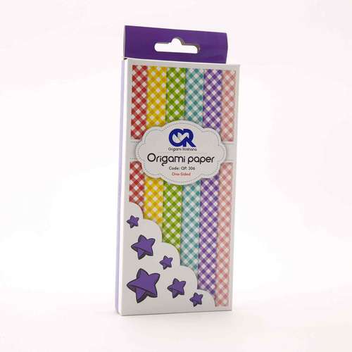 کاغذ اوریگامی مدل نواری Qp306 طرح چهارخانه بسته 60 عددی
