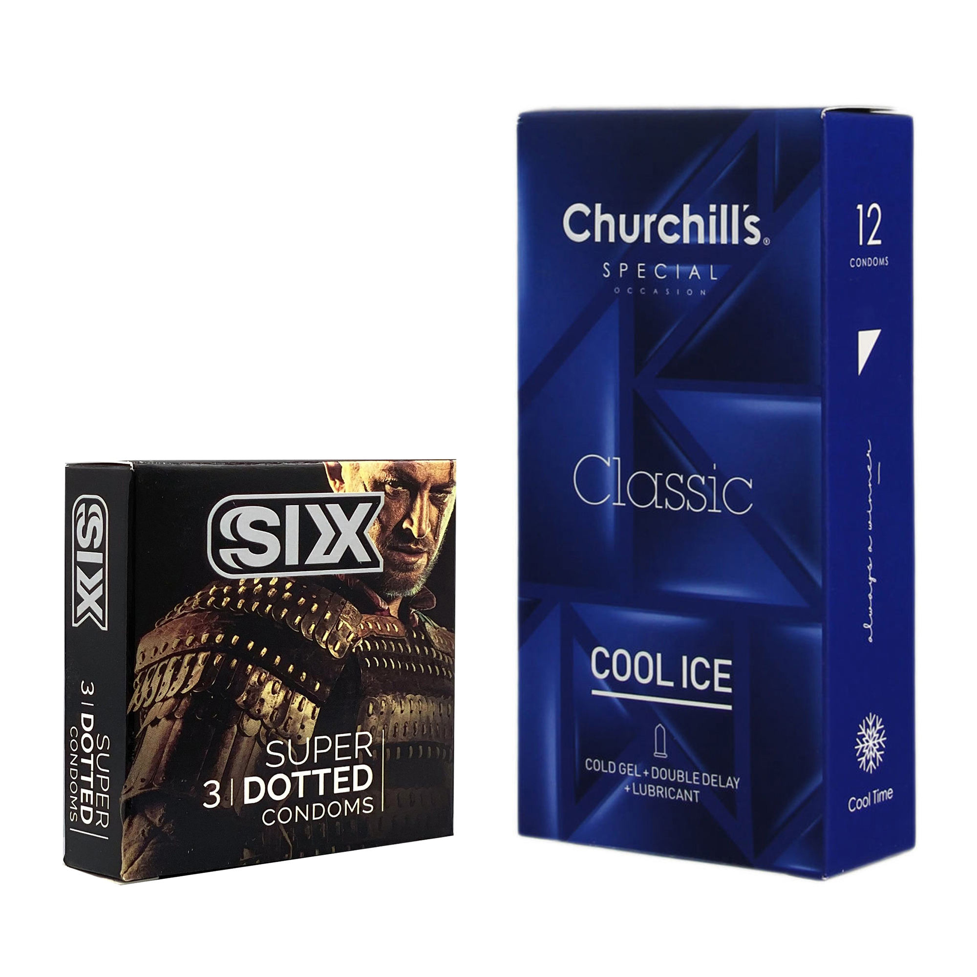 نکته خرید - قیمت روز کاندوم چرچیلز مدل Cool Ice بسته 12 عددی به همراه کاندوم سیکس مدل خاردار بسته 3 عددی خرید
