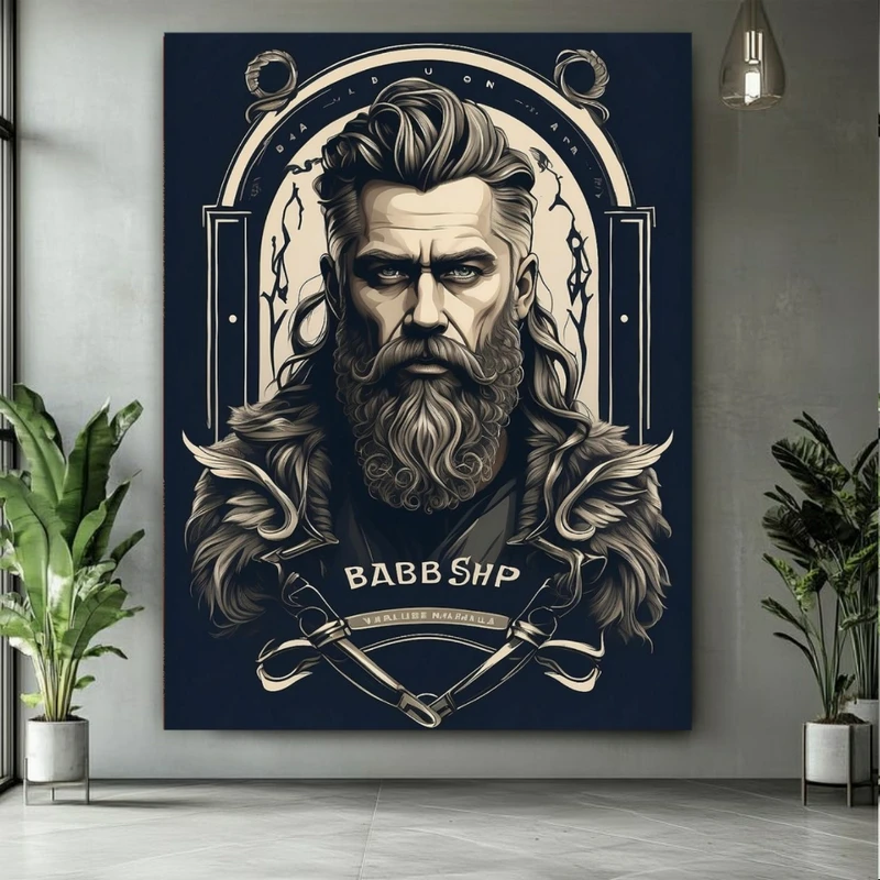 تابلو بوم طرح مخمل آرایشگاه مردانه مدل BARBBER SHOP کد PY395