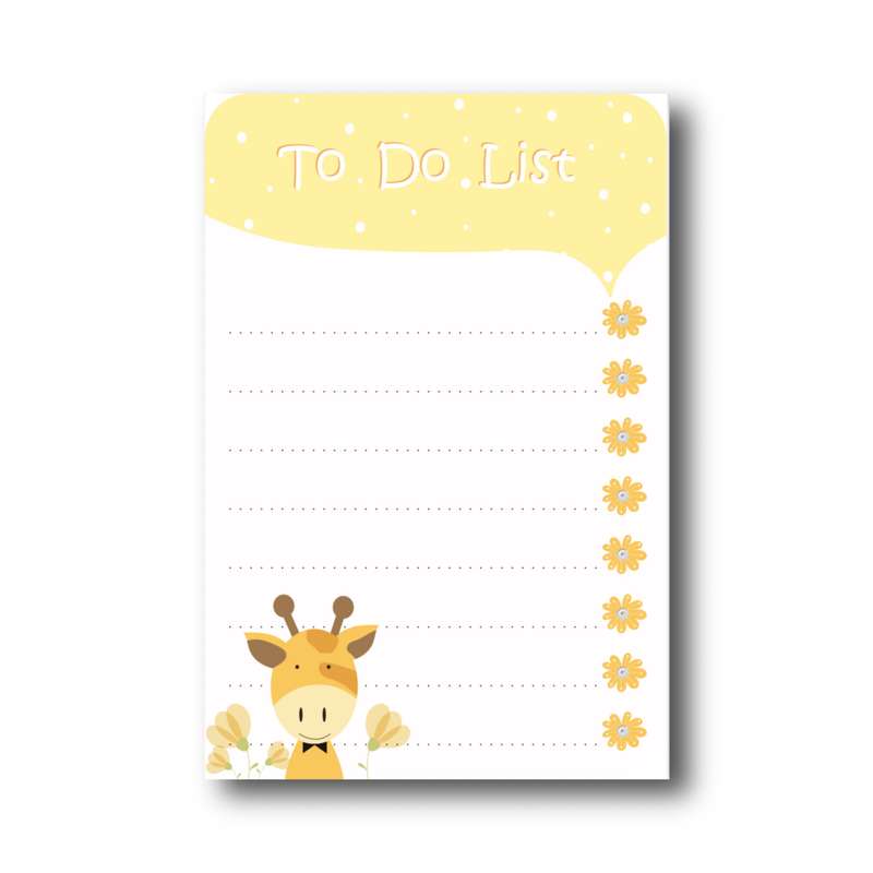 کاغذ یادداشت مدل زرافه و گل آفتابگردان طرح نوشته to do list