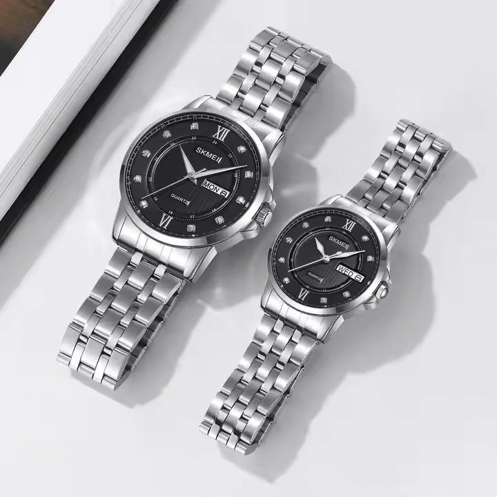 ست ساعت مچی عقربه ای زنانه و مردانه اسکمی مدل 2084-2085 SIBK -  - 2