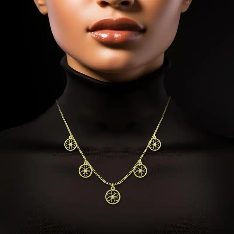 گردنبند طلا 18 عیار زنانه مدوپد مدل گل کد RNA12496