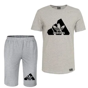 ست تی شرت و شلوارک مردانه مدل  B3 رنگ طوسی