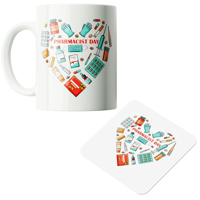 ماگ پاد آفرین مدل پزشک داروساز داروخانه کد PZ029 به همراه زیرلیوانی